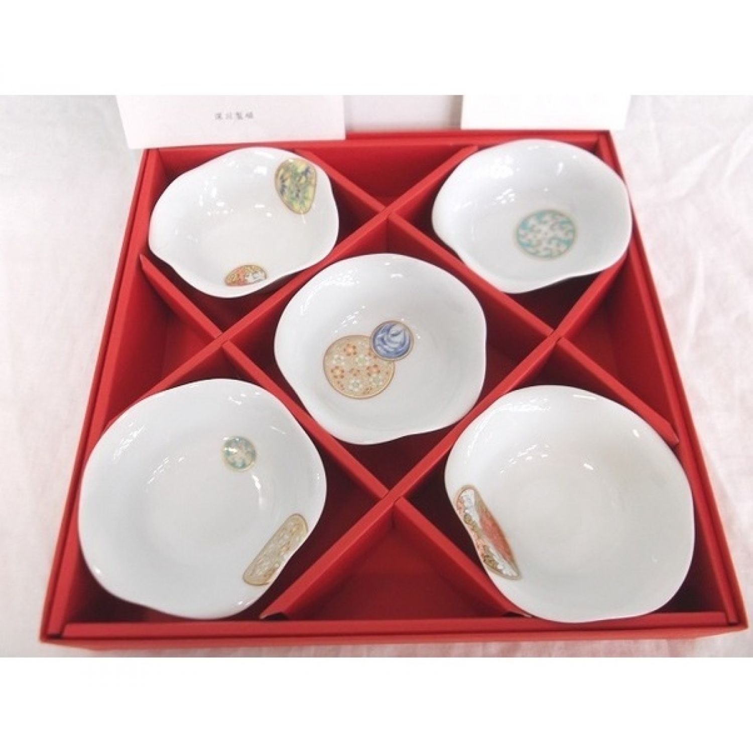 深川製磁 (フカガワセイジ) 小鉢 寿赤絵 5Pセット｜トレファクONLINE