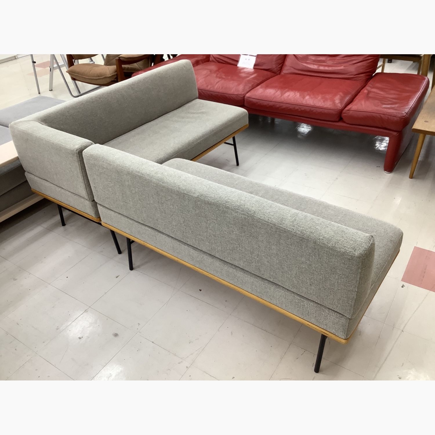 UNICO (ウニコ) コーナーソファー ベージュ 2点セット オーク材