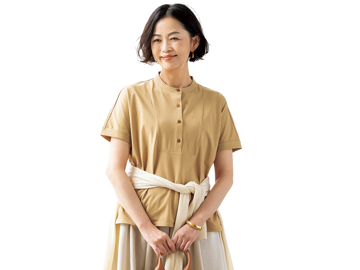 シャツ風コットンプルオーバー(02_M 68_サックスグレー): ｜ カタログ