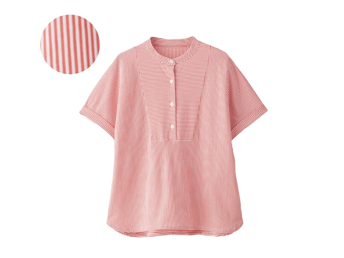 シャツ風コットンプルオーバー(02_M 68_サックスグレー): ｜ カタログ