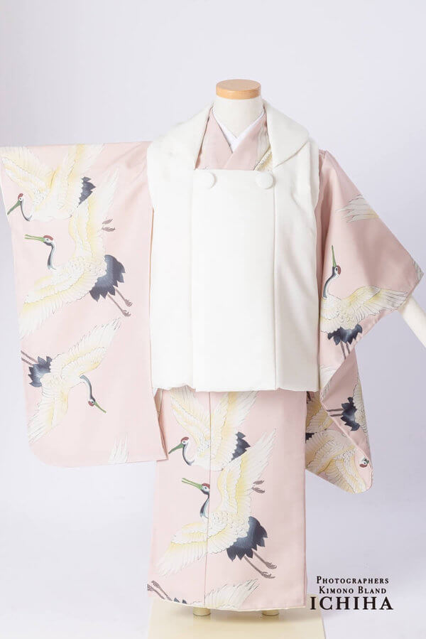 七五三レンタル着物 3歳 大正ロマンなアンティーク 鶴