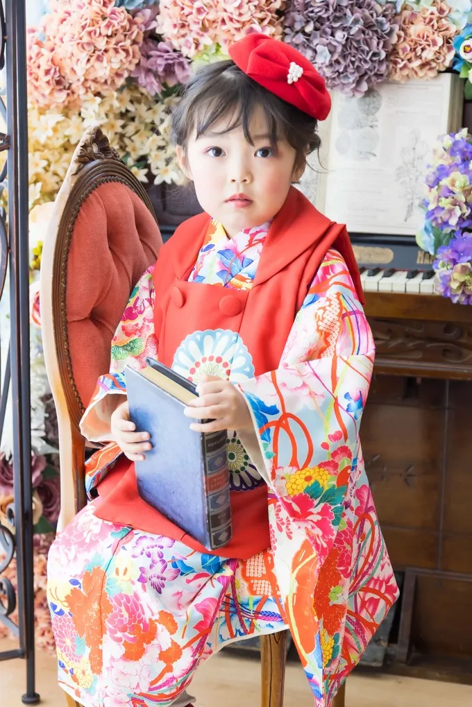 七五三レンタルアンティーク着物 3歳 百花繚乱｜いちは