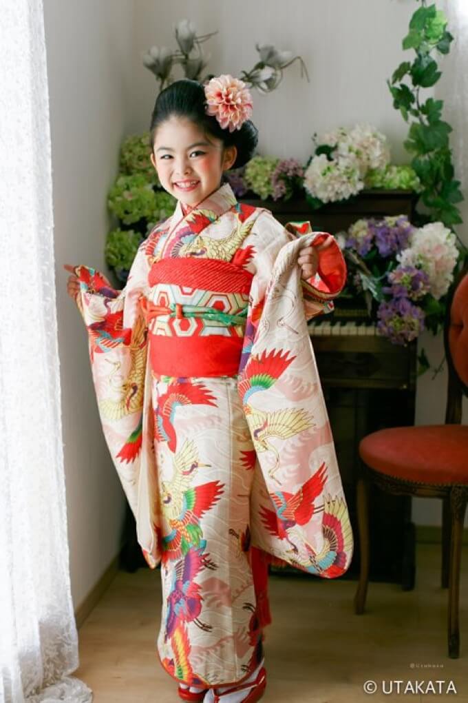 モダン鶴 シリーズ｜七五三レンタル着物のレトロ【おしゃれ着物いちは