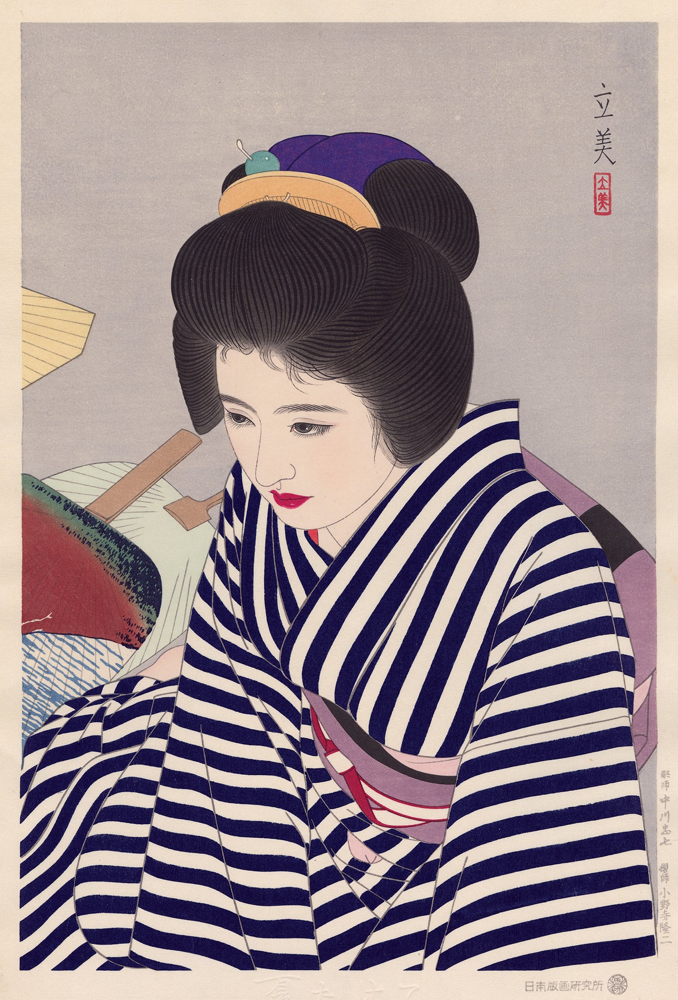 志村立美：晩夏（縞模様の着物の美しさ）（販売） – Egenolf Gallery