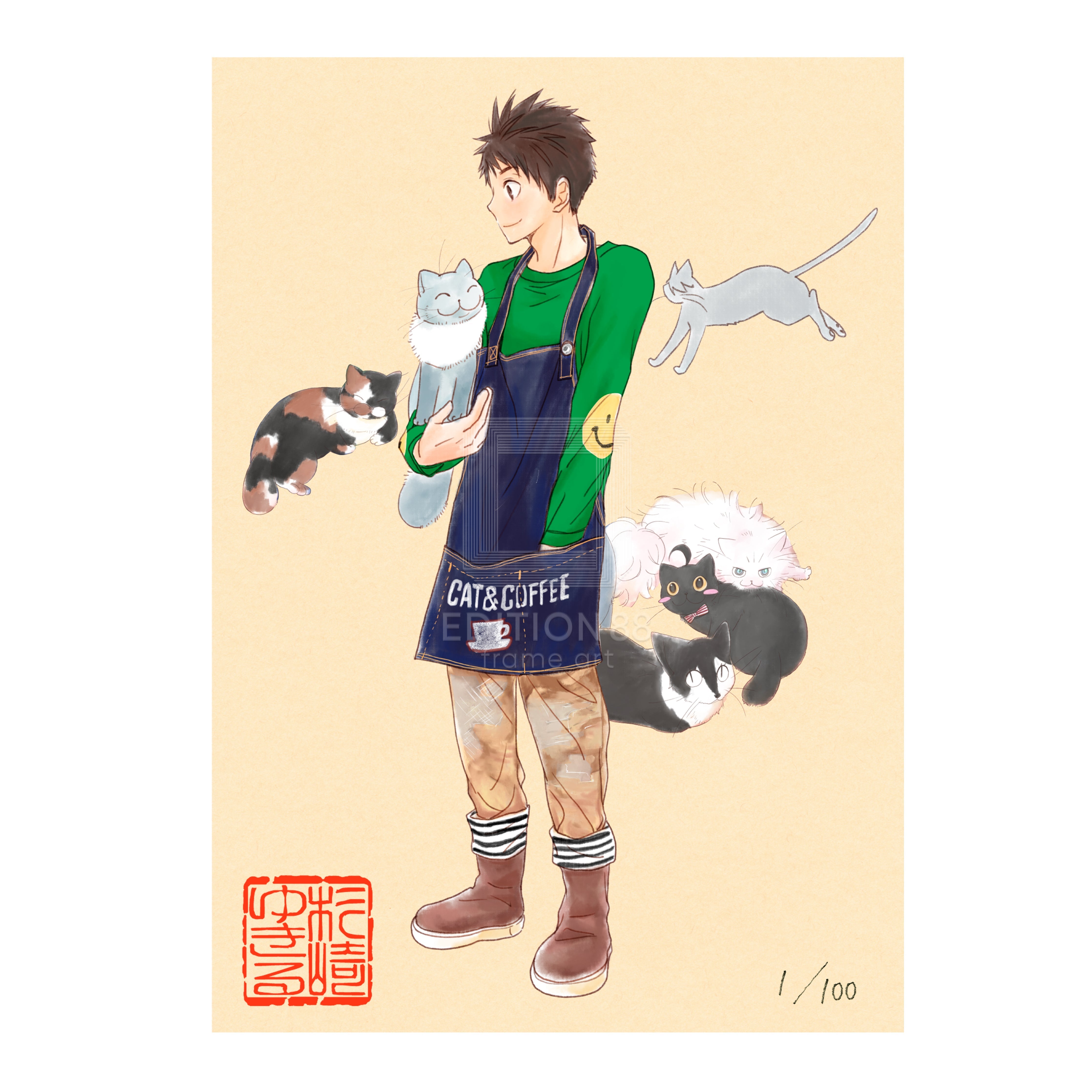 純喫茶ねこ」88グラフ 第5巻表紙 /杉崎ゆきる（落款入り / 限定100枚）