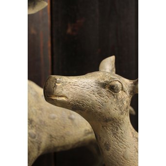 古銅鹿の置物 雄雌つがい S2780｜骨董店 のびる 古美術 骨董 和風建具