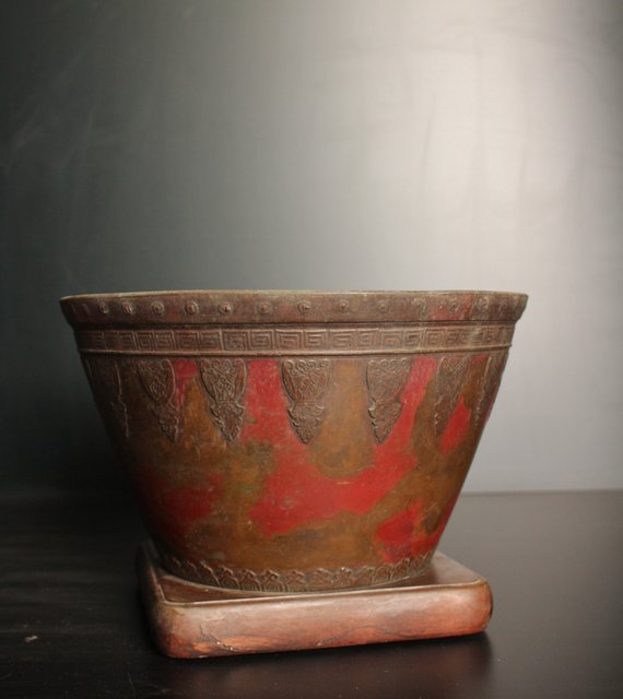 天明鋳物 正田暘谷 斑柴銅 瓶掛/火鉢 H491｜骨董店 のびる 古美術 骨董