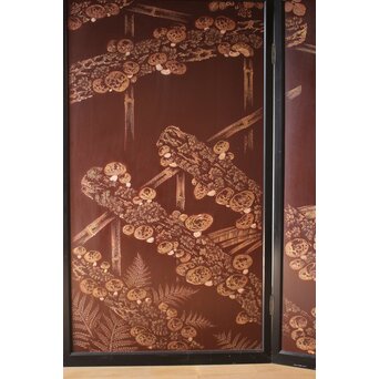 小野為郎 彫漆屏風 Q061｜骨董店 のびる 古美術 骨董 和風建具 蔵戸