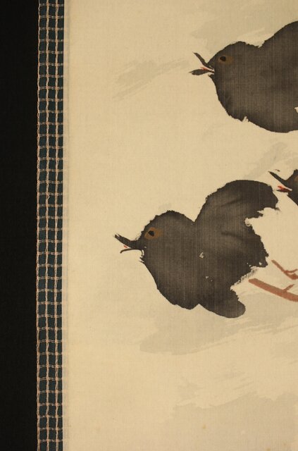 佐野光穂 波千鳥図 絹本掛軸 Z345｜骨董店 のびる 古美術 骨董 和風