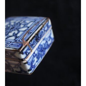 清朝期 新渡 染付 青花香合 P556｜骨董店 のびる 古美術 骨董 和風建具