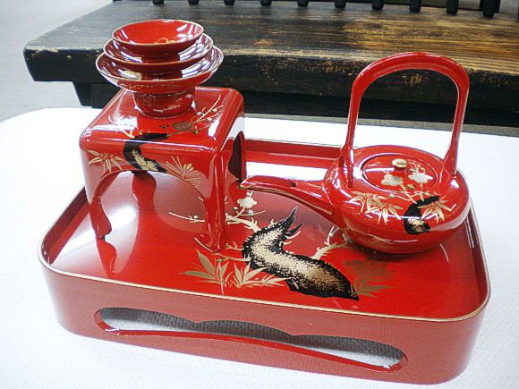 2211】屠蘇器 洗朱 輪島型 松竹梅