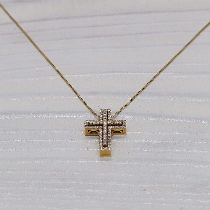 K18【mondo】Wクロス『ダイヤモンド』ネックレス | アクセサリー