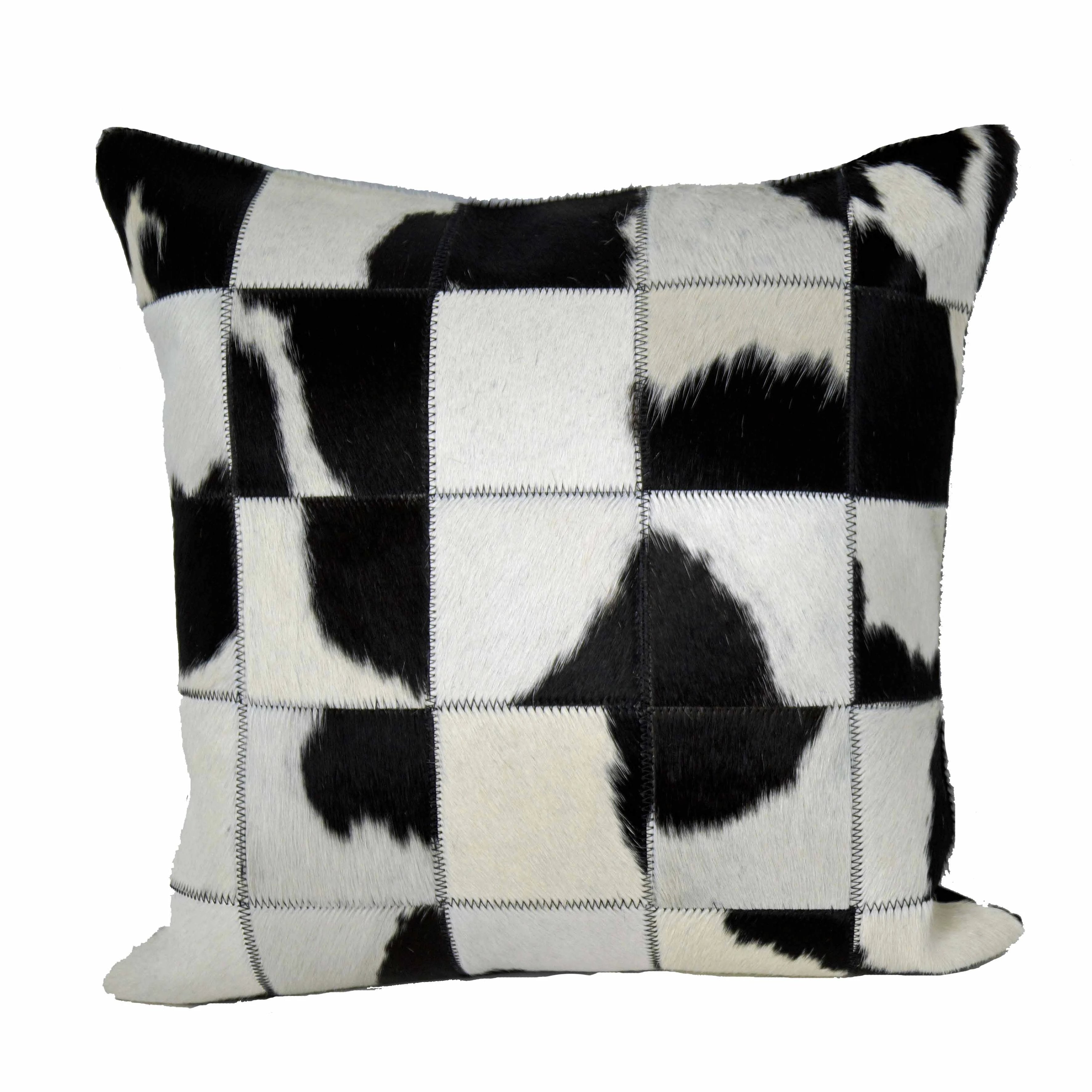 Cowhide Patch Pillow - Square
