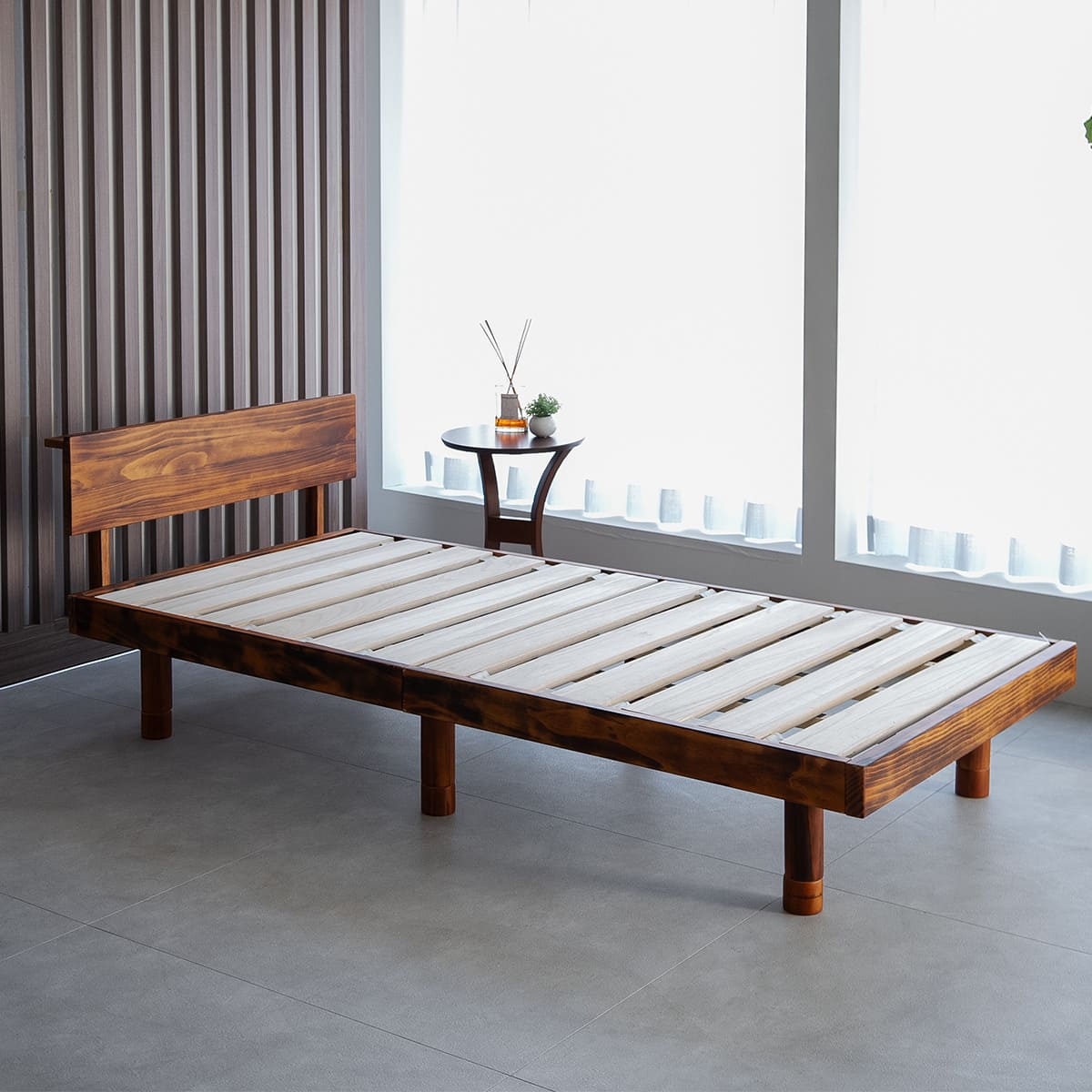 丈夫なすのこベッド シングル 天然木 高さ調節 ベッドフレーム | 寝具