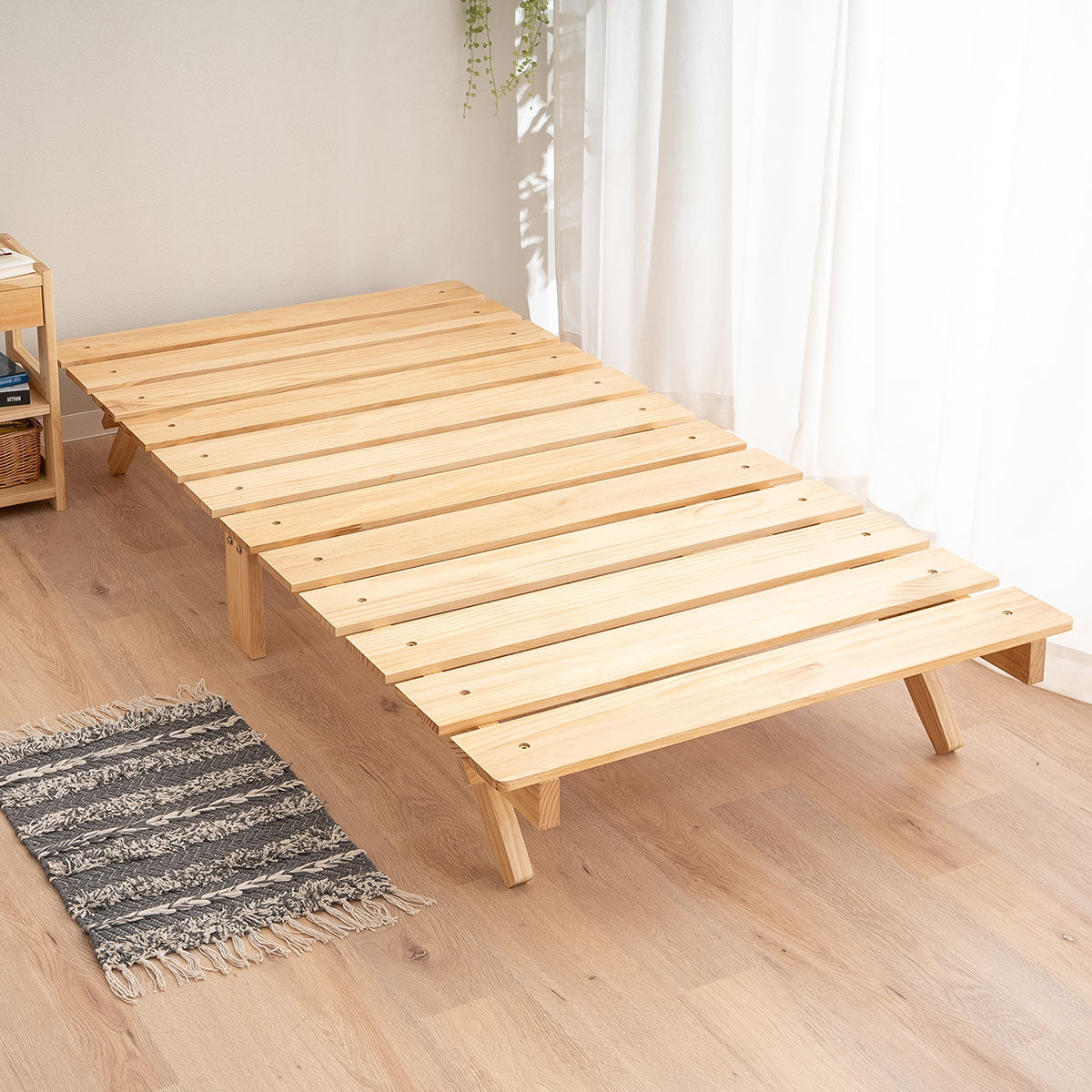 OSMOS】 折りたためる天然木すのこベッド シングルサイズ ｜ 寝具