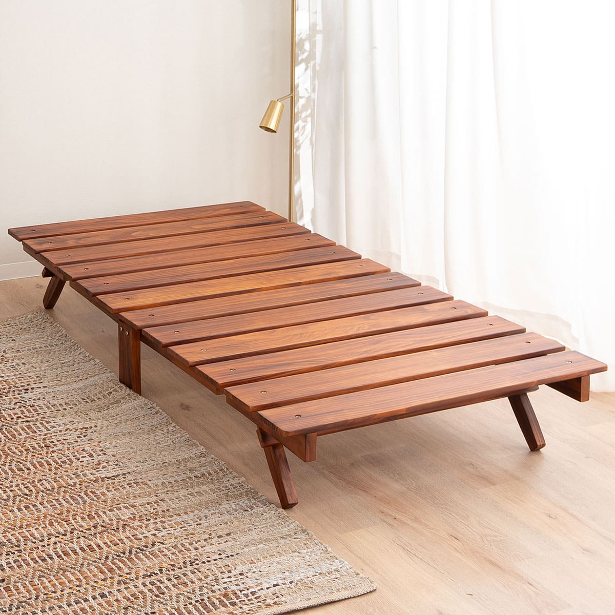 OSMOS】 折りたためる天然木すのこベッド シングルサイズ ｜ 寝具