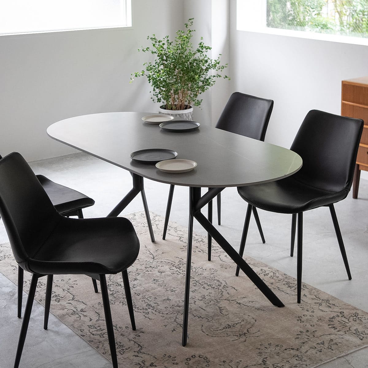 ダイニングテーブル 幅160cm 楕円形 4人掛け セラミック テーブル 食卓