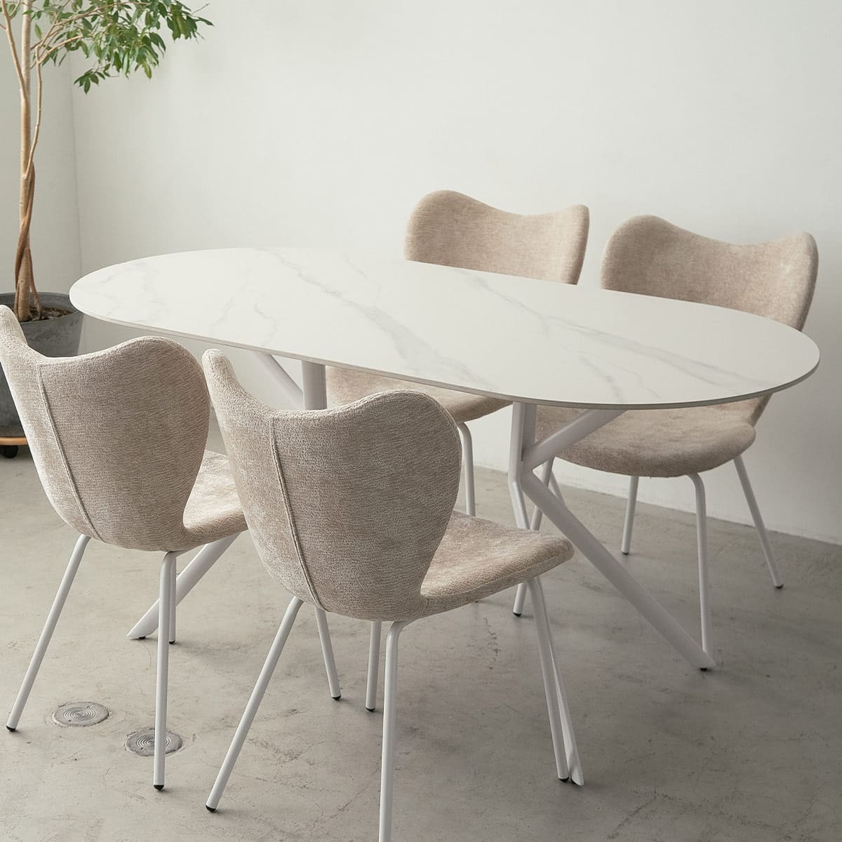 ダイニングテーブル 幅160cm 楕円形 4人掛け セラミック テーブル 食卓