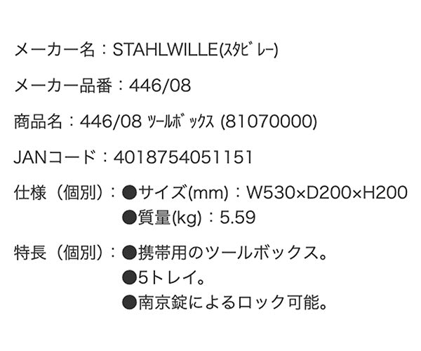 2月の特価品】日本正規品 スタビレー ツールボックス (446/08