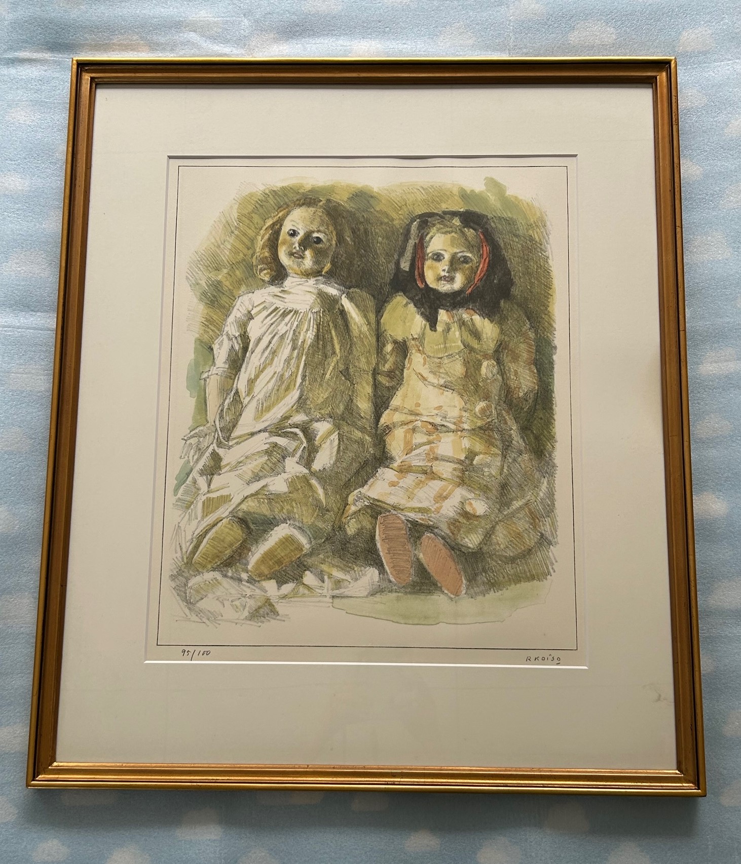 小磯良平 リトグラフ フランス人形 :: 小磯良平「西洋人形」リトグラフ