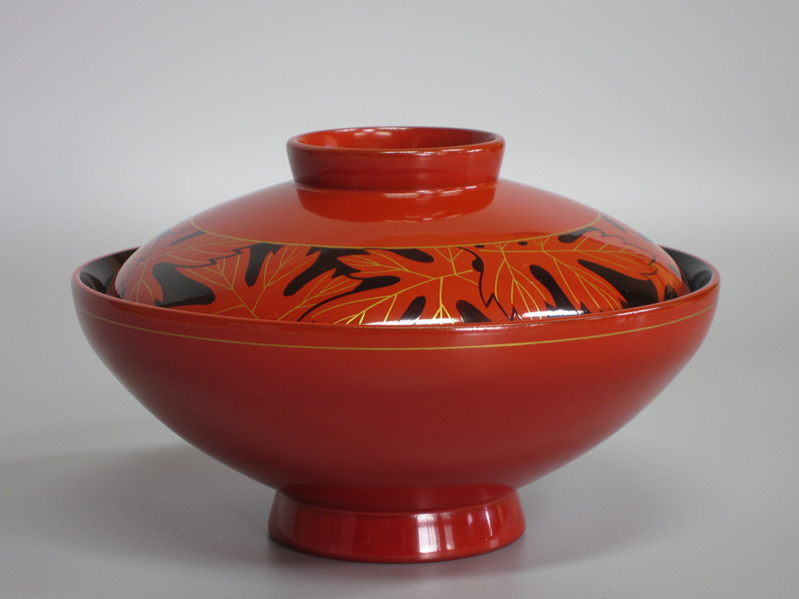 茶道具商(有)越中屋 輪島塗煮物椀 朱塗楓蒔絵 十客揃 輪島塗與畑漆器店