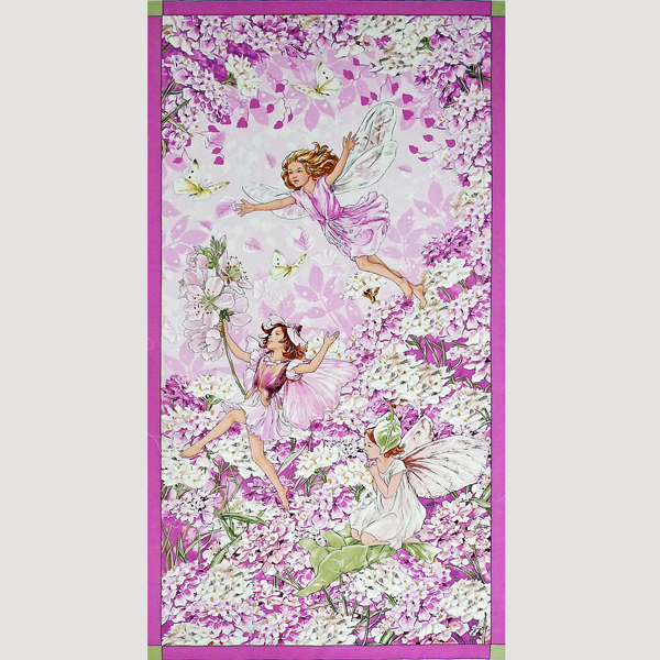 Fairy Cotton / お花と妖精 パネル/ピンク 60*110