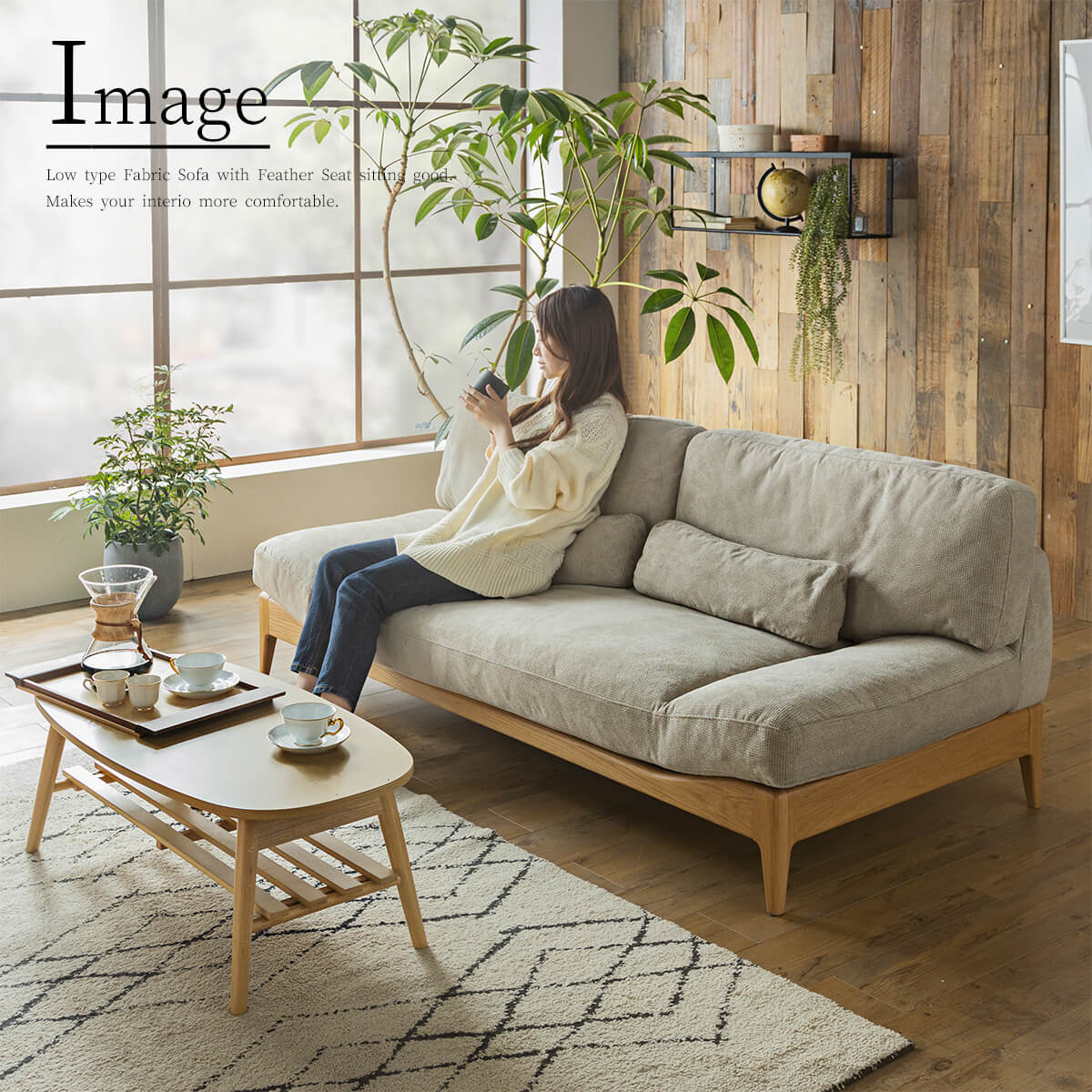 F01000_ソファー ソファ フェザー 羽毛 オーク材 3人掛け 180cm 180cm