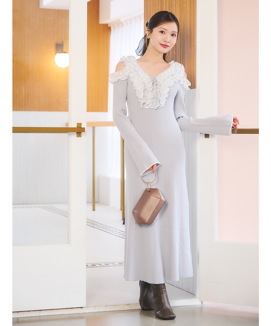 バイカラーフリルニットワンピース｜PETAL ONLINE（ペタルオンライン）