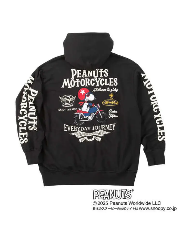 ブラック 【FLAGSTAFF×PEANUTS】スヌーピーコラボフルジップパーカー