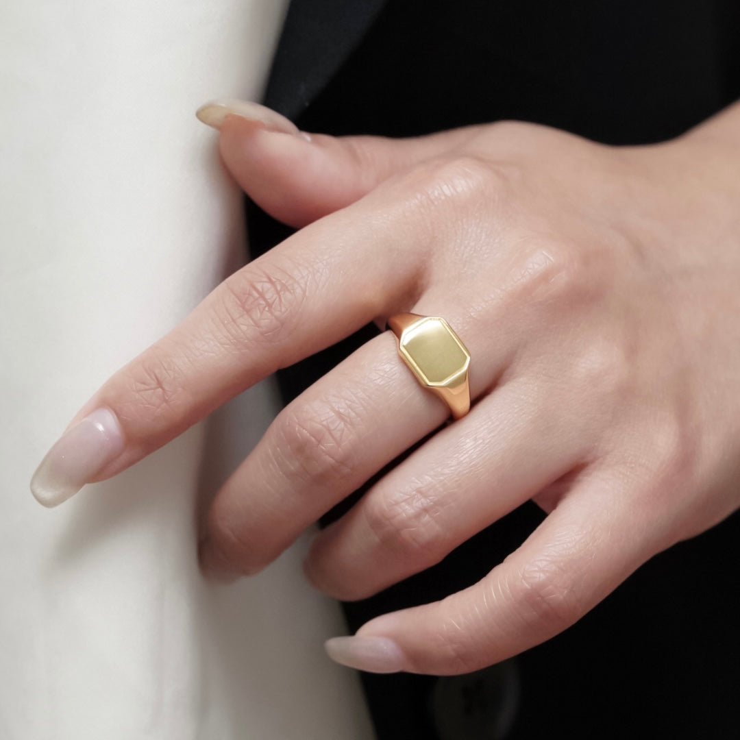 Square Signet Ring (Gold)【Silver925】 – FLÜGEL