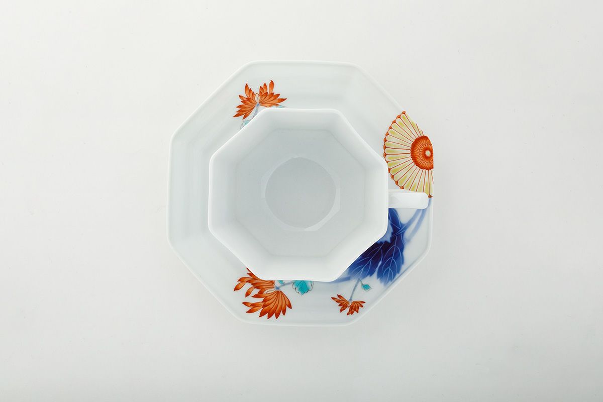 色絵菊花紋 八角紅茶碗皿 | 有田焼 深川製磁｜公式オンラインストア