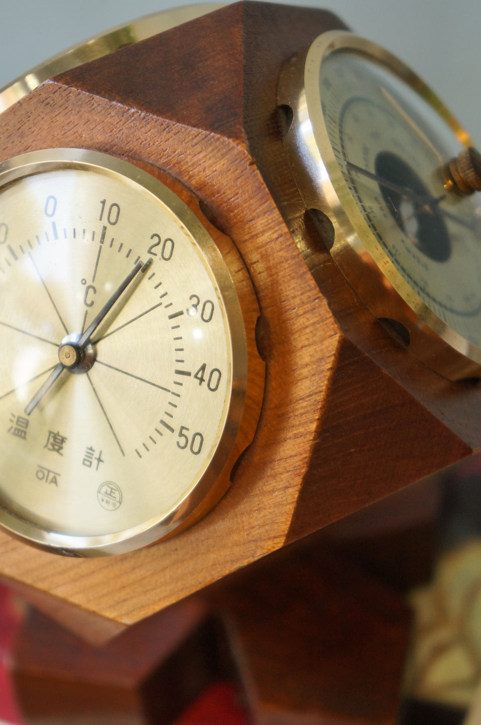 ジャパンヴィンテージ 置時計 温湿度計 レトロインテリア/Japanese