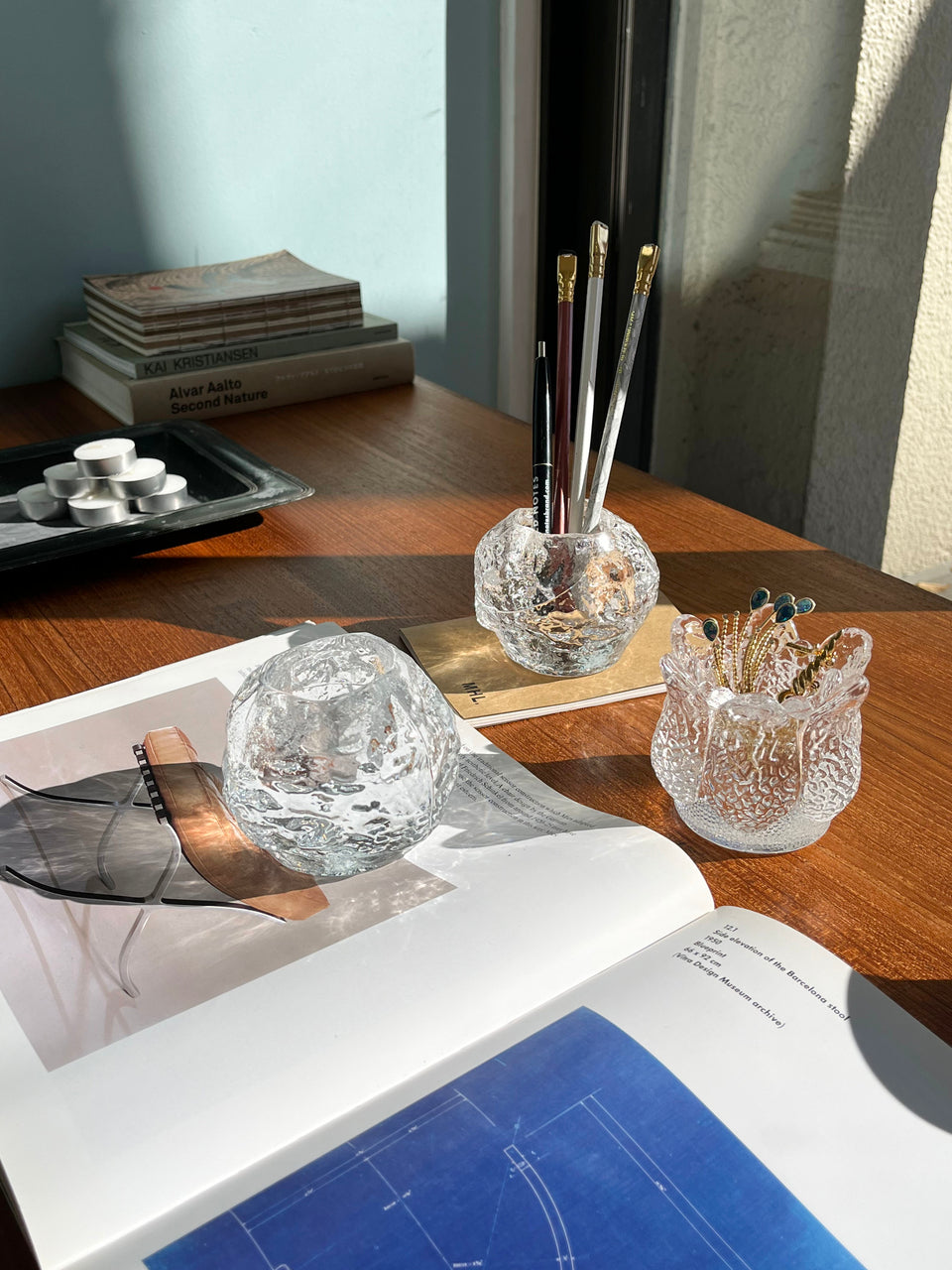 スウェーデン ガラス キャンドルホルダー 北欧インテリア/Swedish