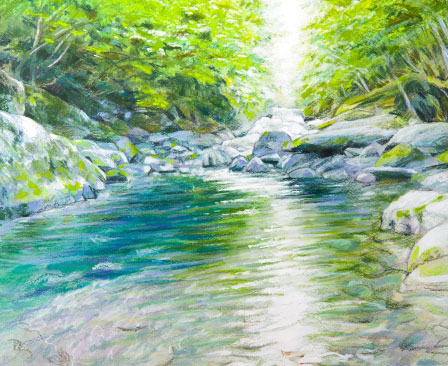 祖谷川上流|a049|【ギャラリー笑夢】☆風景画 新築祝い,開店祝い,贈答