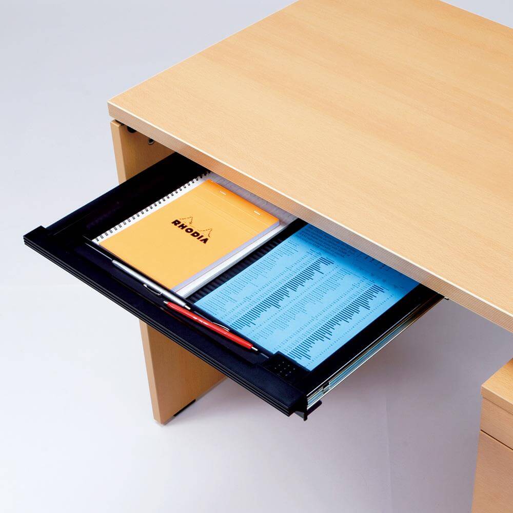 オフィスデスク ワークデスク パソコンデスク専用 引出し 鍵付き 黒 A4