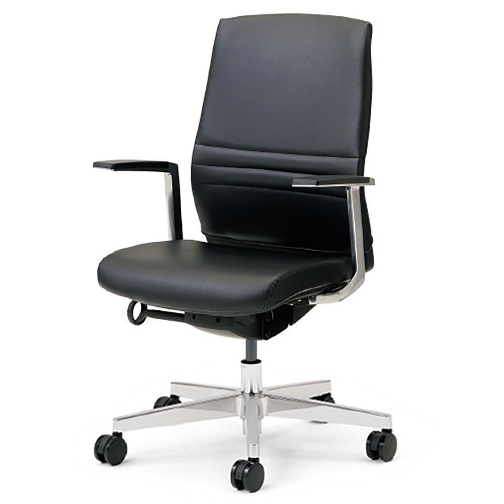 KT-7 ビニルレザーチェア 固定肘 アルミ脚 (オフィスチェア ワーク