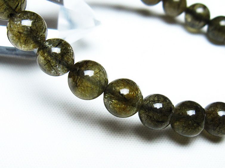 パワーストーン 天然石 ブラックルチルクォーツブレスレット 8mm [T257