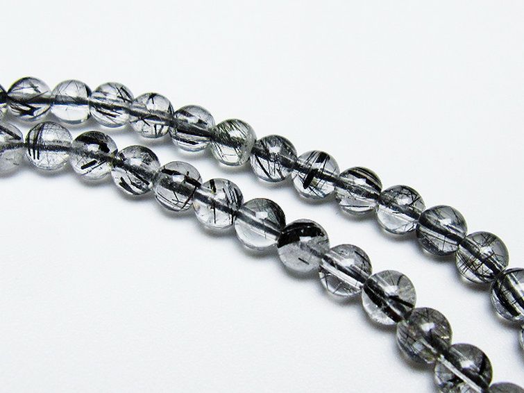 パワーストーン 天然石 ブラックルチルクォーツネックレス 4mm [T354-5999]