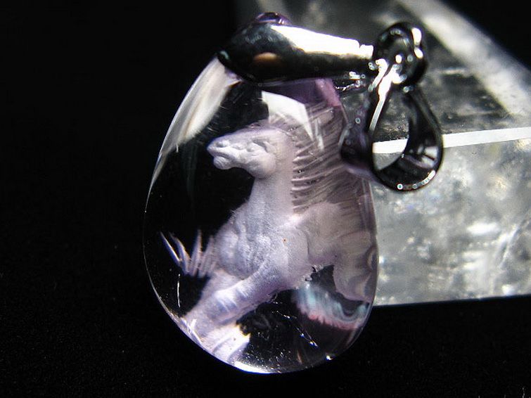 パワーストーン 天然石 アメジスト十二支「午」彫刻入りペンダント