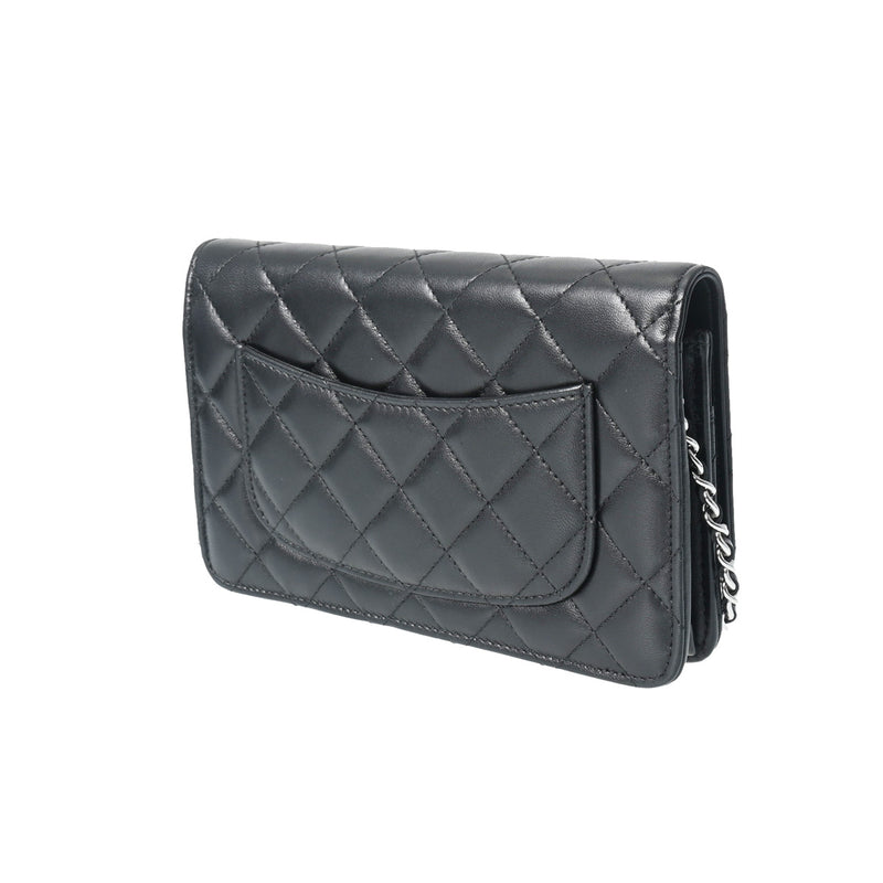 シャネルチェーンウォレット 42976 黒 シルバー金具 レディース