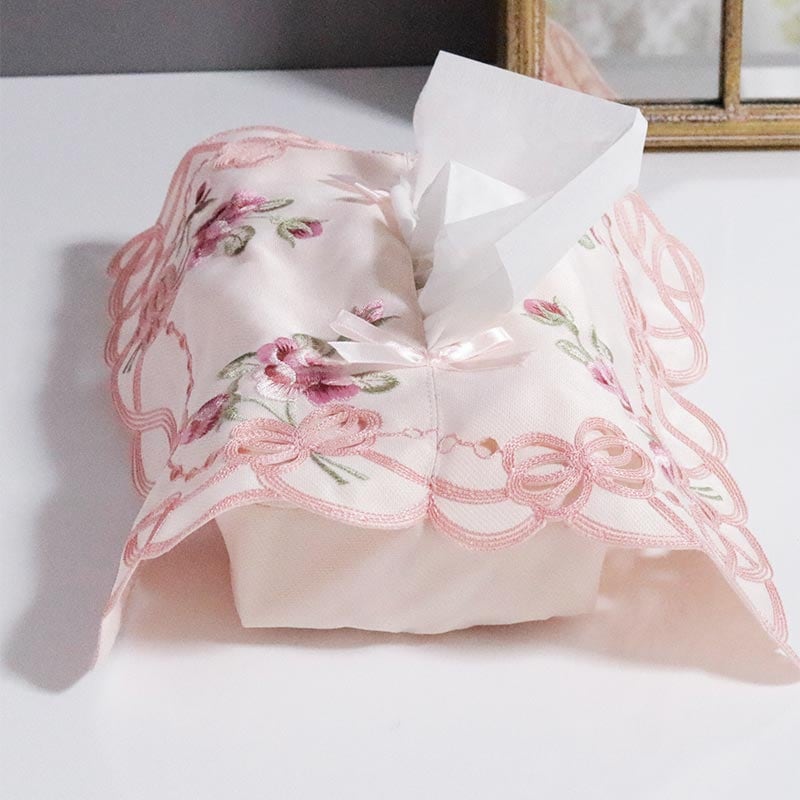 花柄のティッシュケースカバー レース