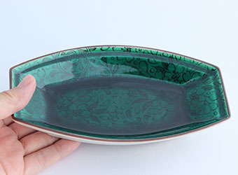 池島直人 舟形皿（青手桜花文）｜九谷焼のうつわ｜和食器通販 じろや