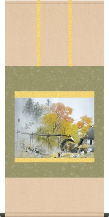 掛け軸 掛軸 川合玉堂（かわいぎょくどう）・彩雨（さいう） 尺五 名