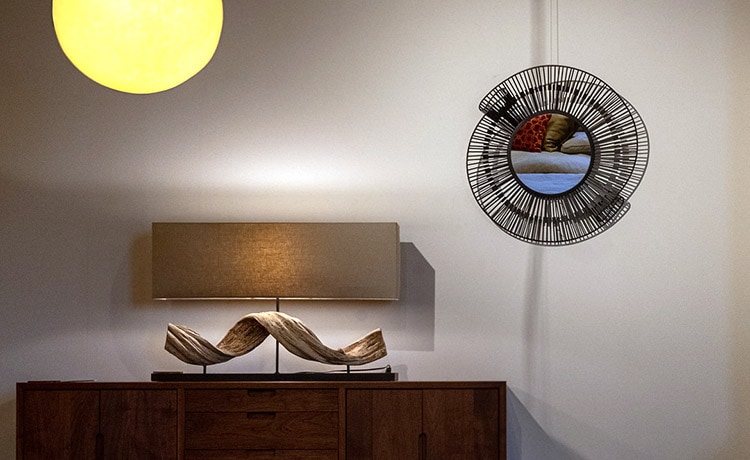 PIN デザイン ミラー WAVE 壁掛け 鏡 おしゃれ 円形 インテリア