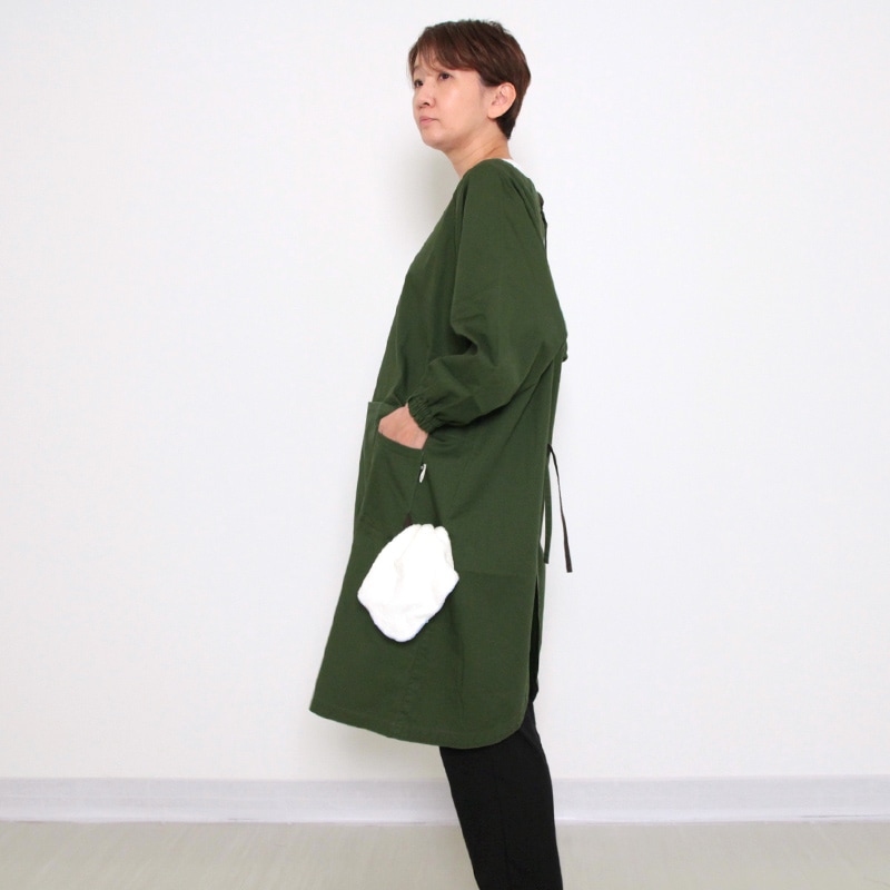 五感 スモック [コットン かっぽう着] 全4色 綿100％ M～Lサイズ 長袖