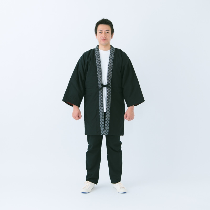 半纏 [狐火はんてん oversized] ブラック ロング100cm丈 ※リバーシブル