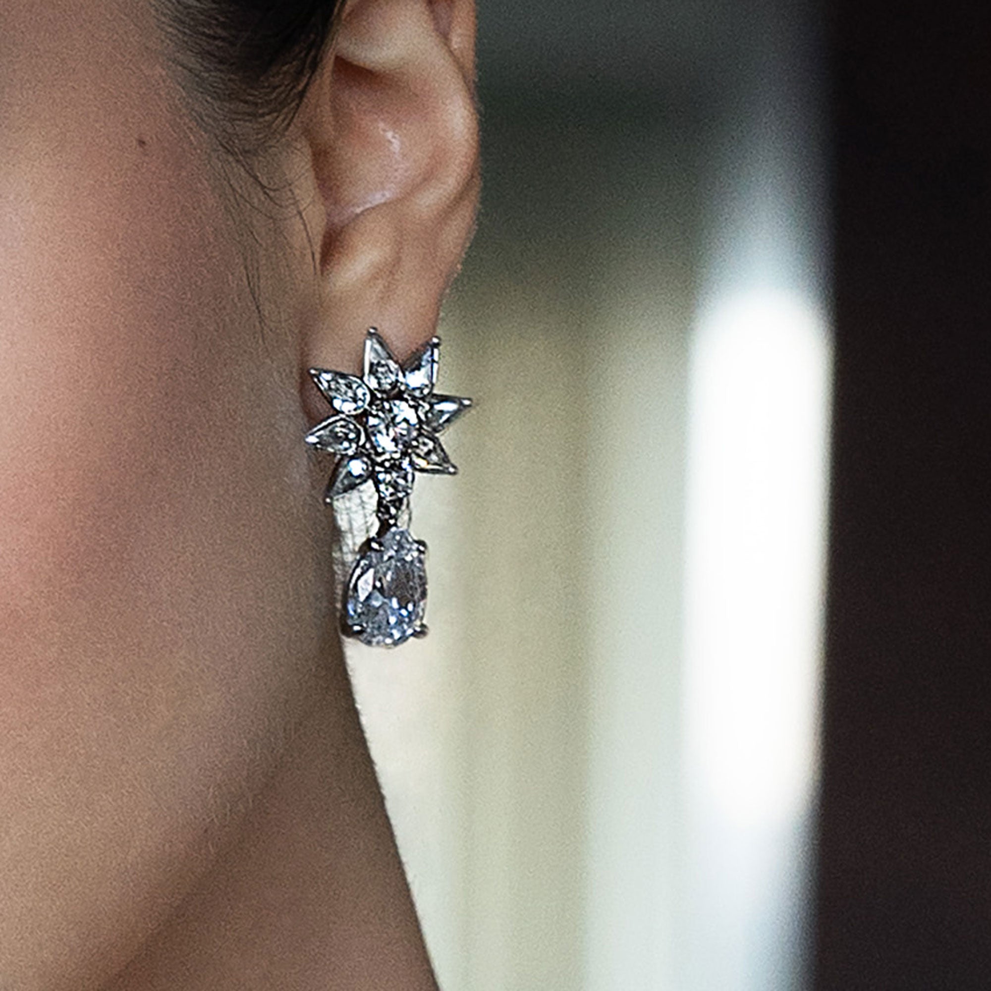 クリスタルフラワー クリア イヤリング