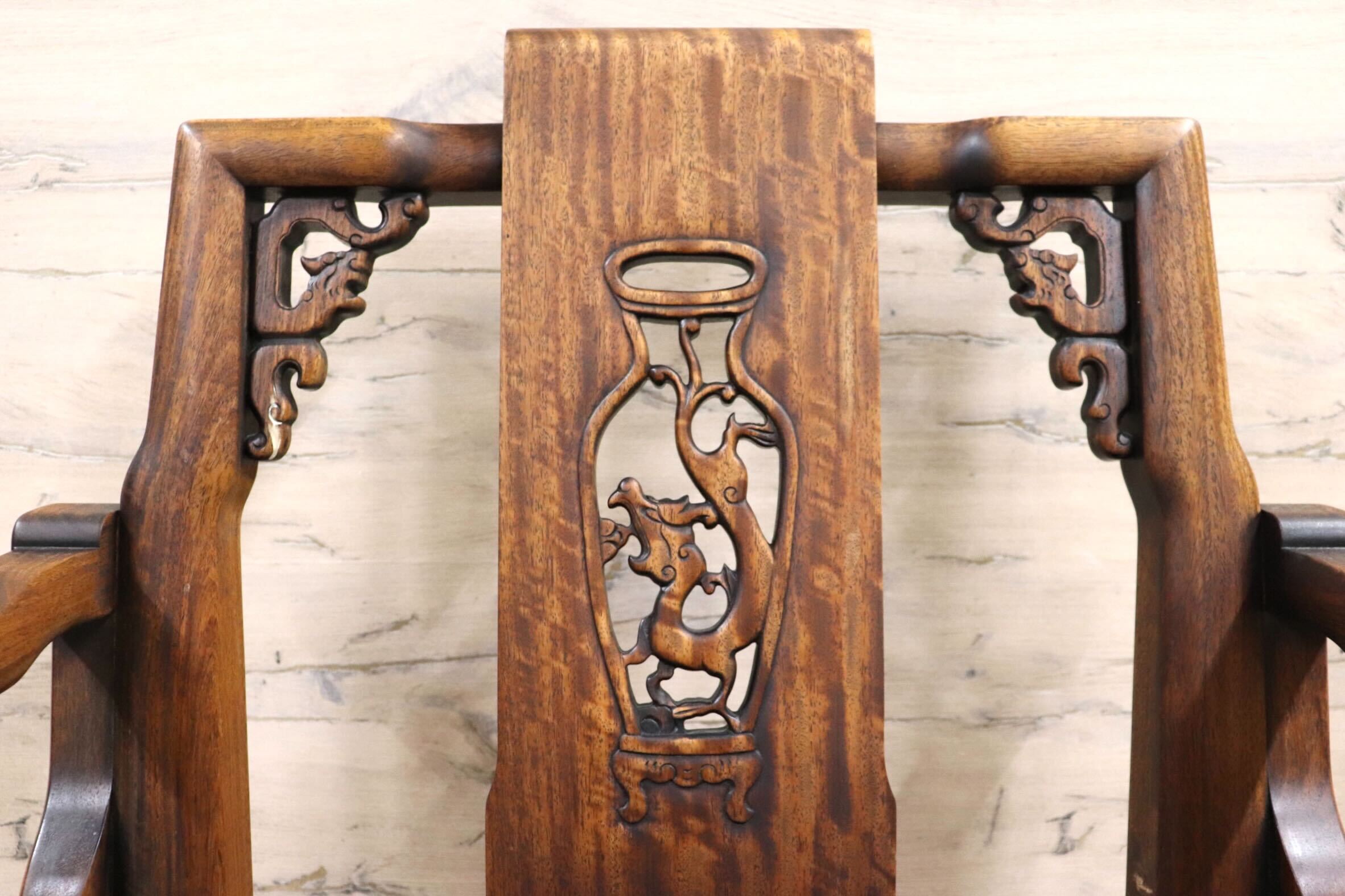 GMHS297S○中国美術 唐木家具 アームチェア 椅子 無垢材 民藝 最高級