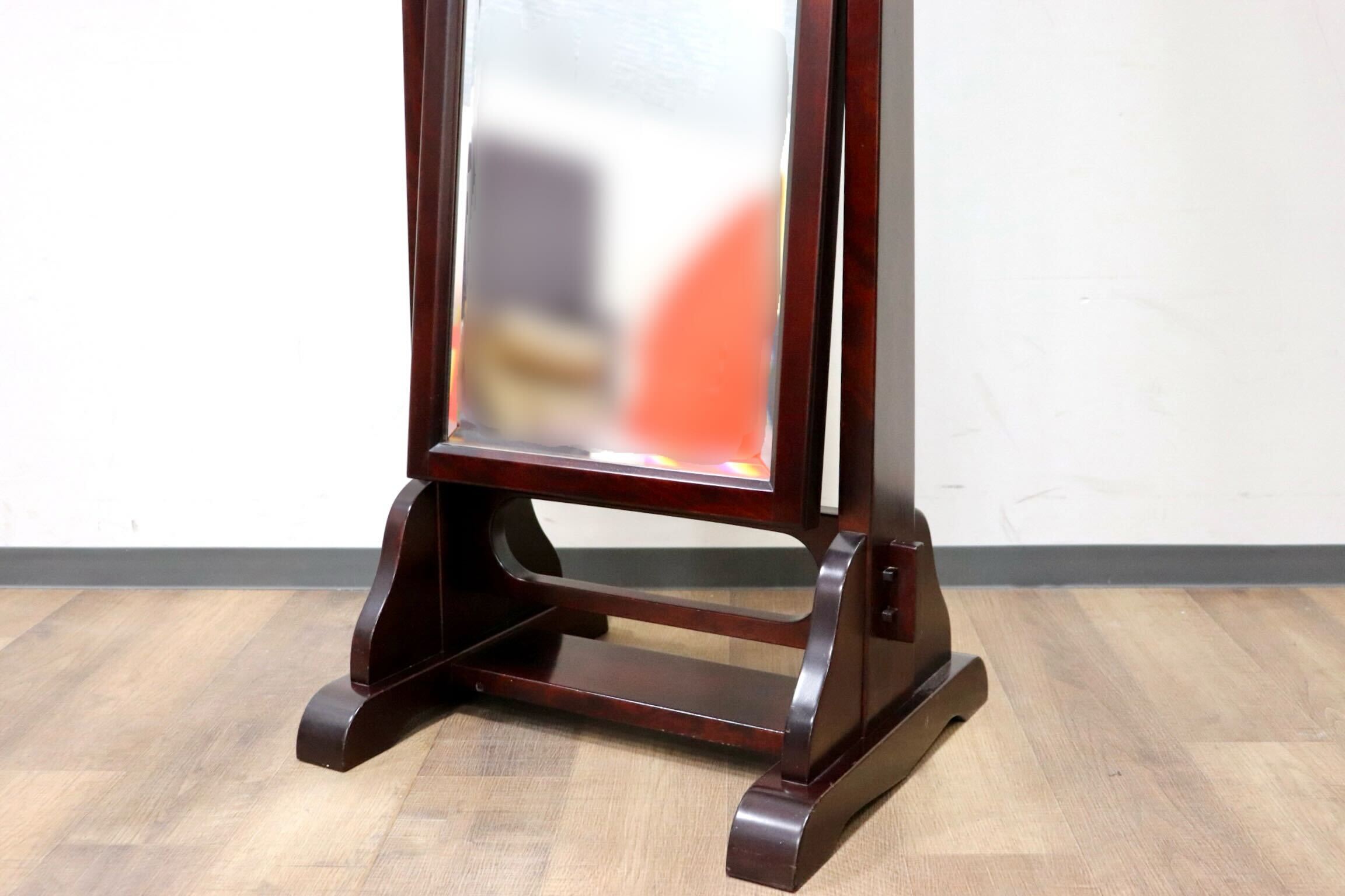 GMGF107○安芸民芸 スタンドミラー 鏡 姿見 全身鏡 椛 樺材 無垢材 和