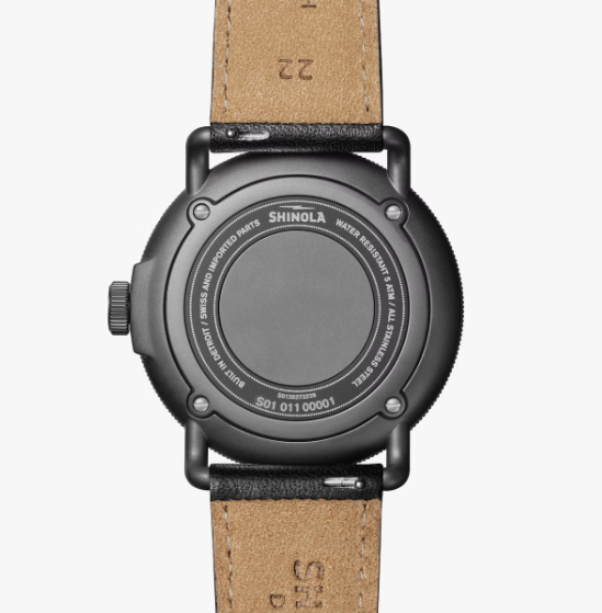 Canfield Model C56 Watch - 43mm Black / Black Leather Strap